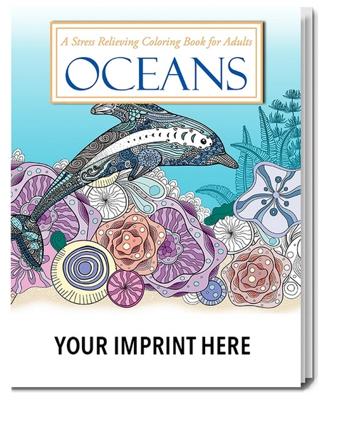 SCS2110 Oceans Adult COLORING BOOK With Custom Imprint